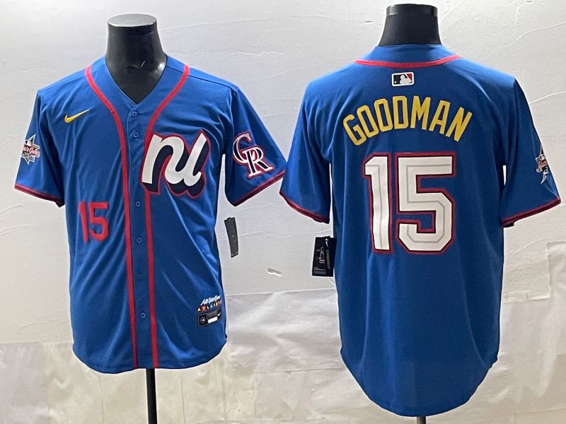 Men 2025 Colorado Rockies #15 Goodman Blue All star Nike MLB Jersey style 05->colorado rockies->MLB Jersey